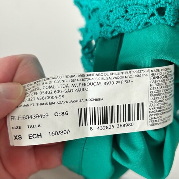 MANGO Lace Mini Dress Teal Green Cap Sleeve XS Work wear Business Casual Office - Picture 8 of 16